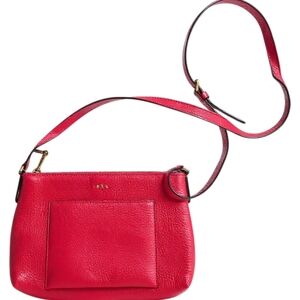 Lauren Ralph Lauren Pebbled Leather Crossbody Bag Red